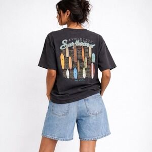 Vintage Surf Graphic Tee Surfboard Print Y2K Skate Beach Shirt L